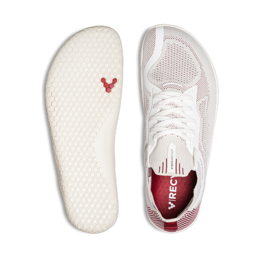 Vivobarefoot Primus Lite Knit Mens Off White/Burgundy