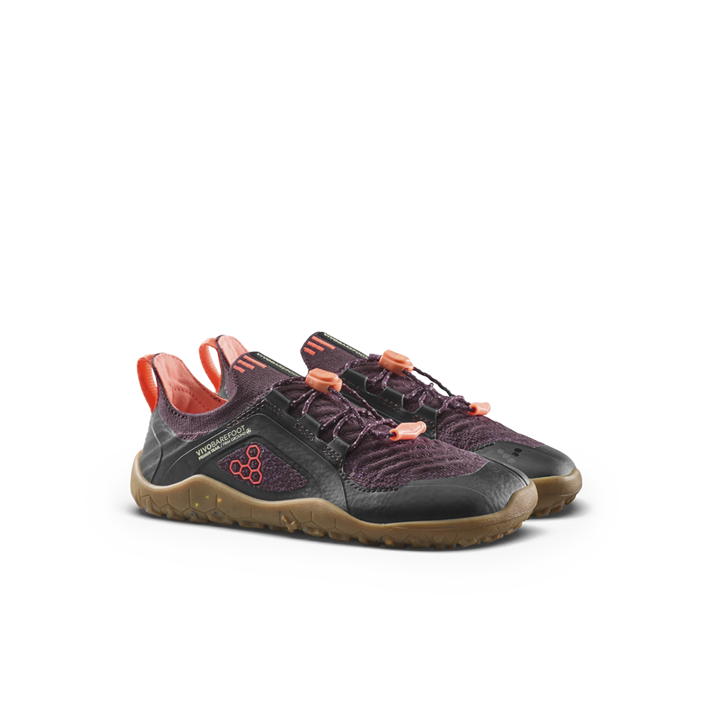 Vivobarefoot Primus Trail Knit FG Kids Huckleberry/ Molten Lava