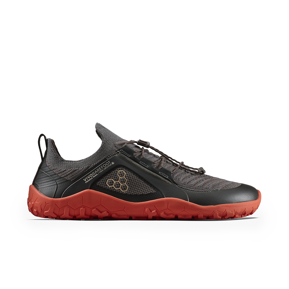 Vivobarefoot Primus Trail Knit FG Mens Obsidian/Cherry Tomato