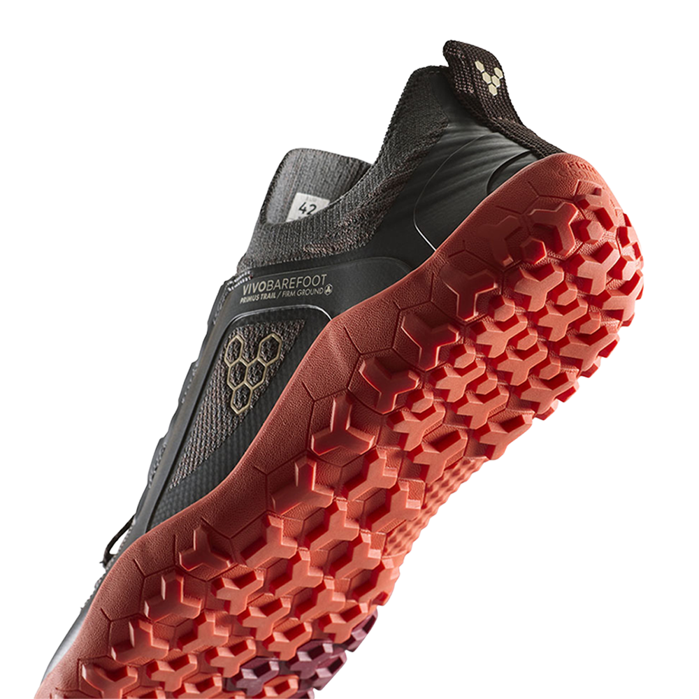 Vivobarefoot Primus Trail Knit FG Mens Obsidian/Cherry Tomato