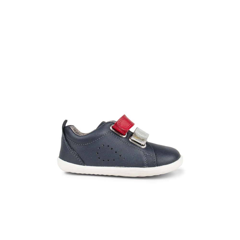 Bobux Step Up Grass Court Switch Kids Navy (Red + Silver Metallic)